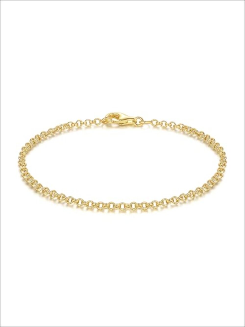14K Gold Plated Rolo Bracelet Double Hoop Interlaced Link Bracelet Lobster Clasp